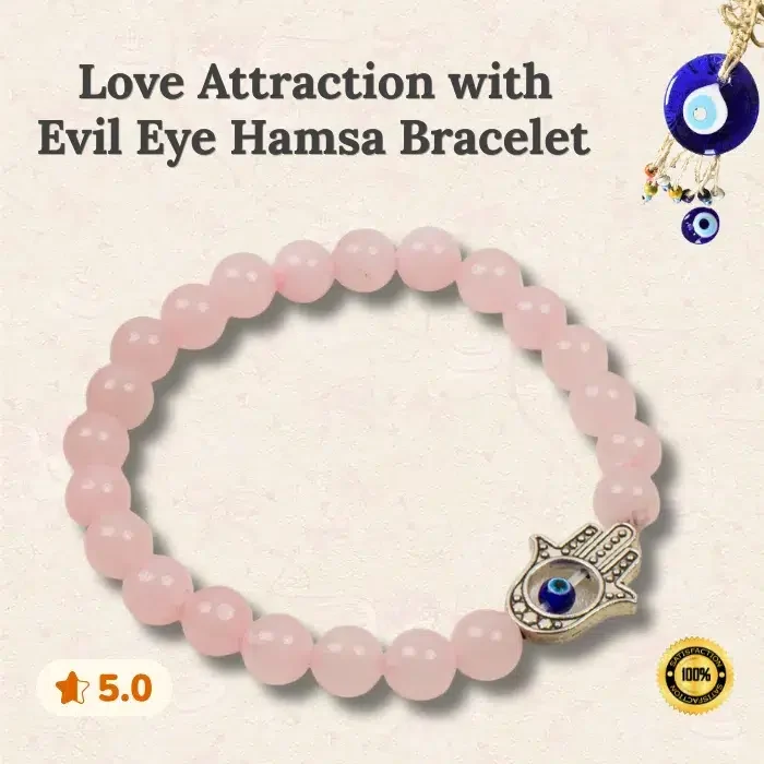 25 Love Attraction With Evil Eye Hamsa Bracelet