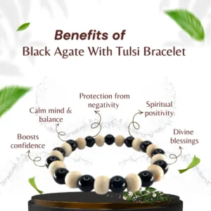 Black Agate With Tulsi Bracelet