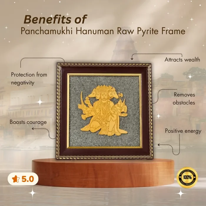 49 Panchmukhi Hanuman Raw Pyrite Frame