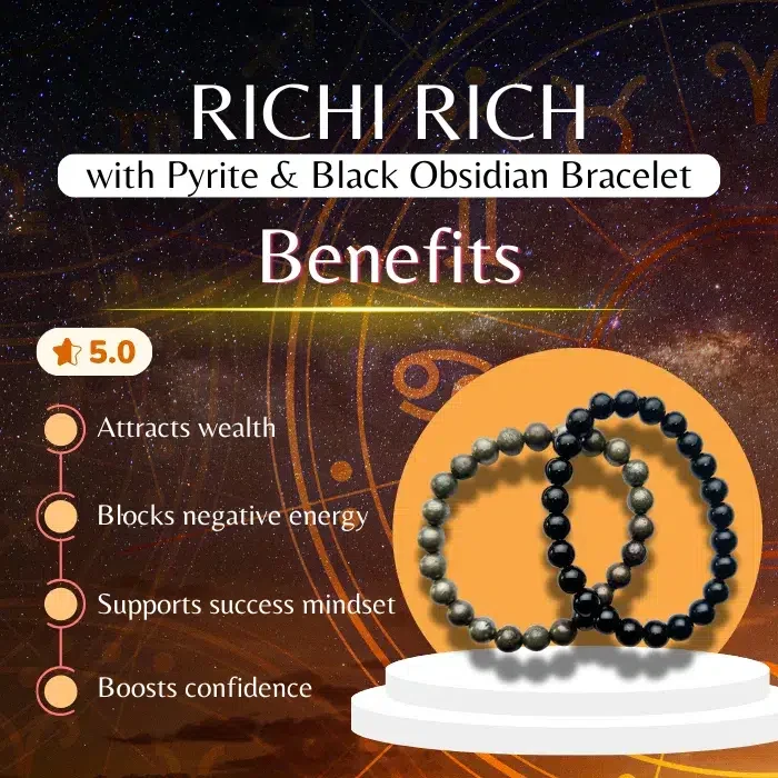 5 Richi Richi With Pyrite And Black Obsidian Bracelet