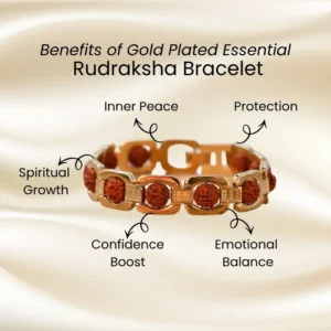 Adjustable gold plated rudraksha bracelet design suitable for all wrist sizes