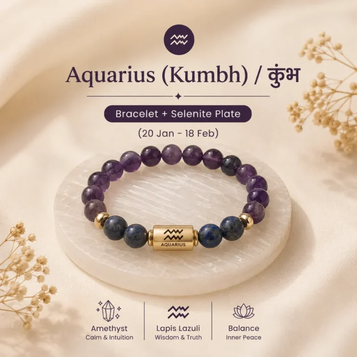 AquariusZodiac Amethyst & Lapis Lazuli Bracelet