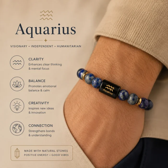 AquariusZodiac Amethyst & Lapis Lazuli Bracelet2