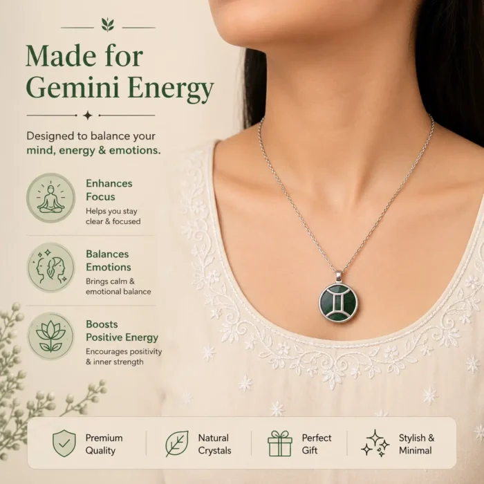 Gemini Pendant (मिथुन राशि) with Green Aventurine2