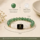 Gemini (मिथुन राशि) Zodiac Green Aventurine & Milky Quartz Bracelet4