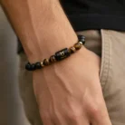 Sagittarius (धनु राशि) Zodiac Black Obsidian & Lapis Lazuli Bracelet3